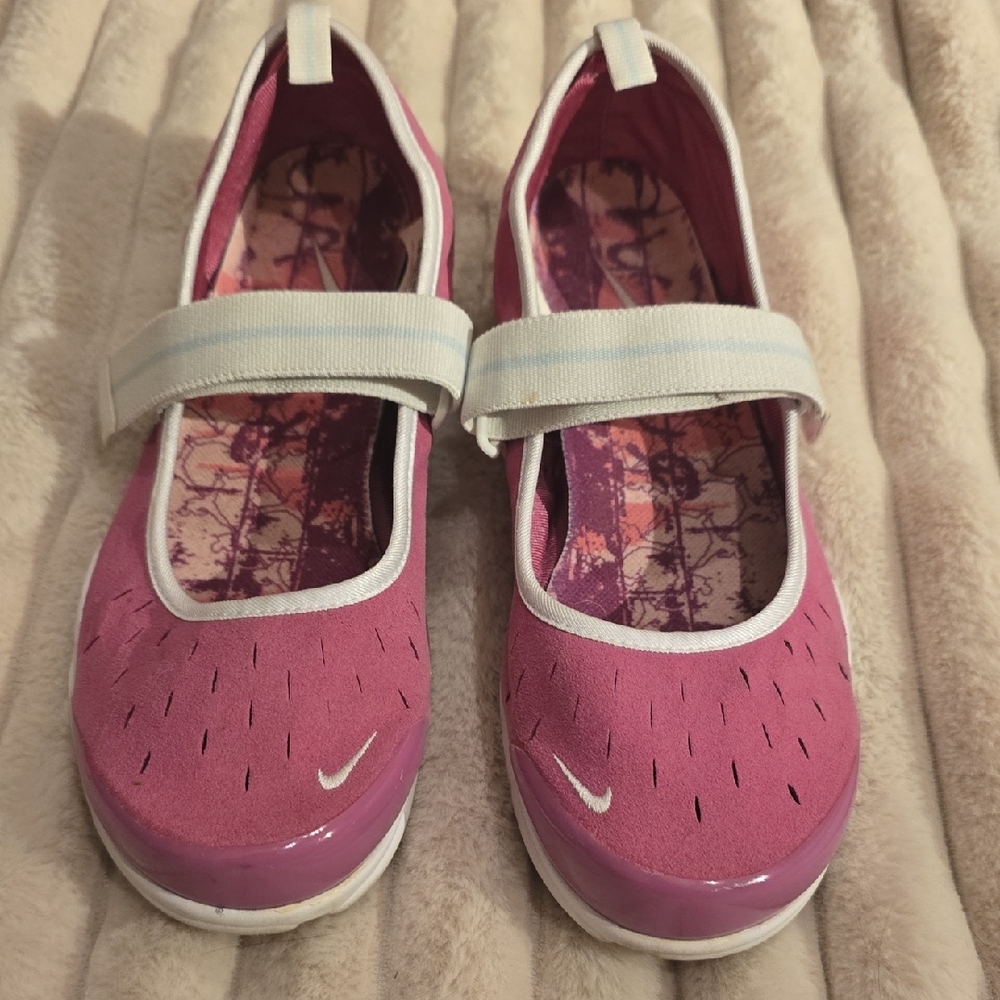 Nike Pink and White Women's Maryjane Style Flats